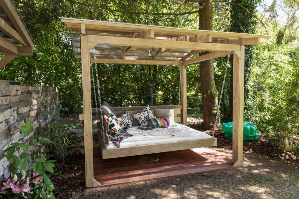 Photo of suspended outdoor bed