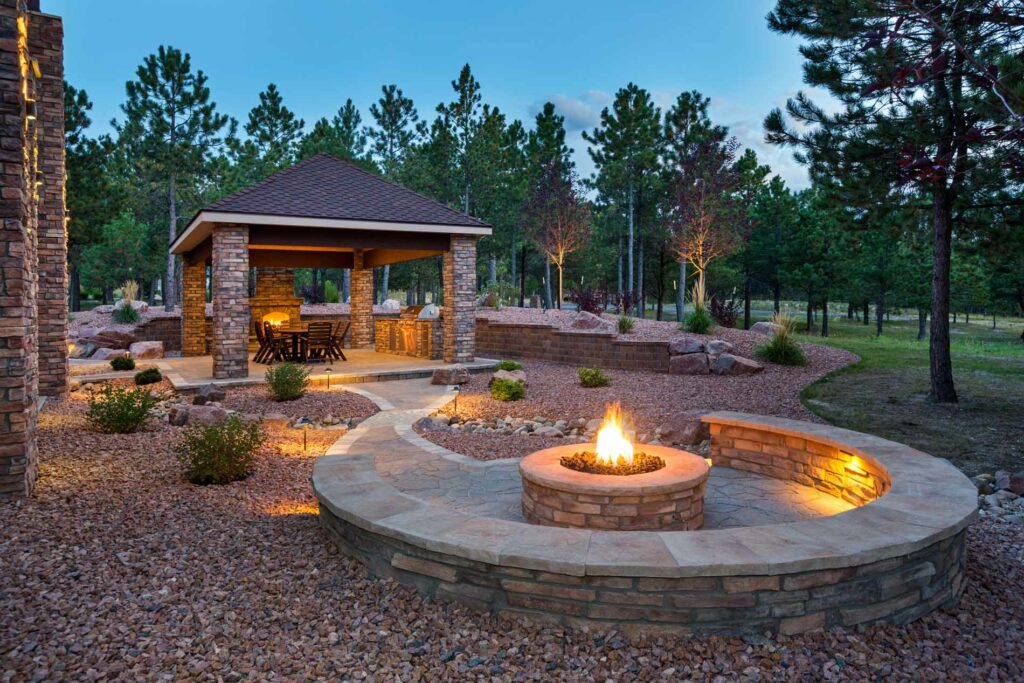 Backyard patio with fire pit